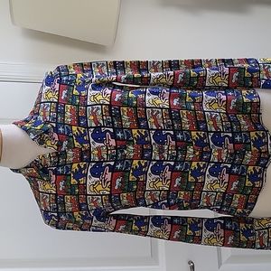 Alice + Olivia colorful,  silk, conversational item, Keith Hain design,  size XS